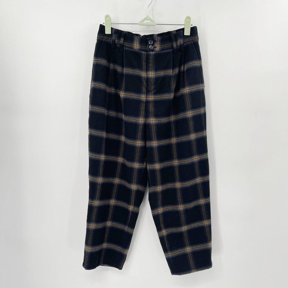 BP X Claudia Sulewski Plaid Crop Tapered Pants Size S‎ Pleated Flannel High Rise - Picture 1 of 10